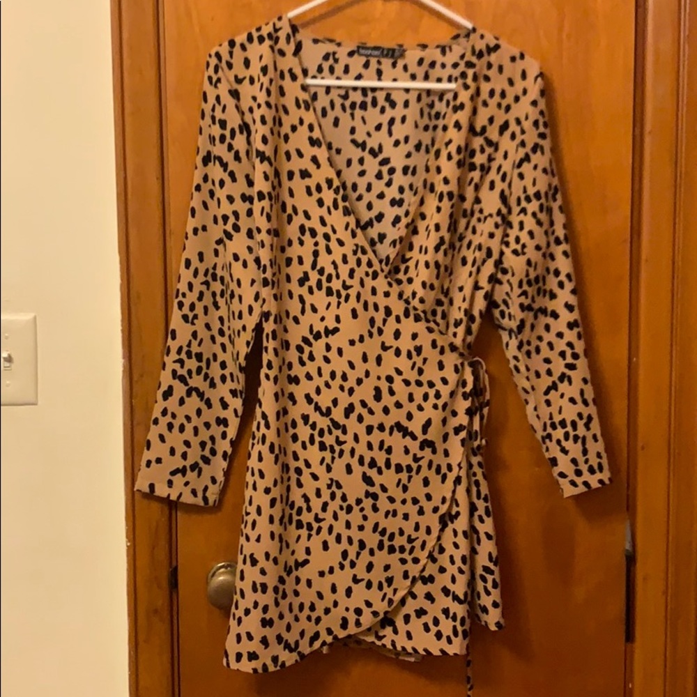 Animal print wrap dress (petite)